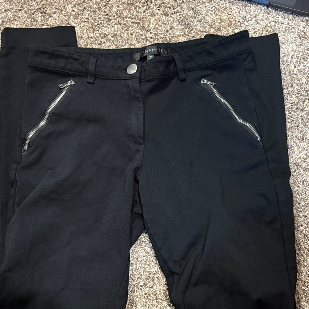 Dynamite Black Pants with Zipper Detail